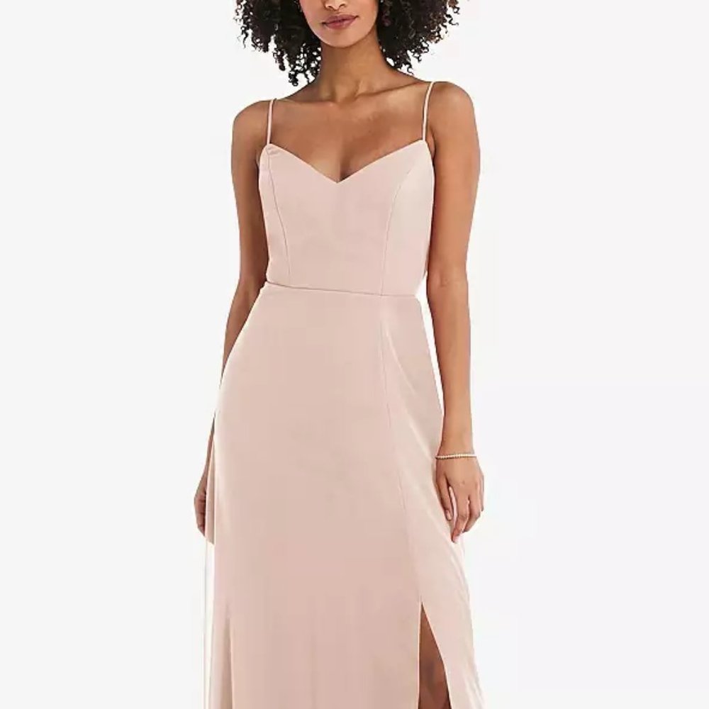 After Six 1548....Tie-Back Cutout Maxi Dress with Front Slit...Cameo...Size 4